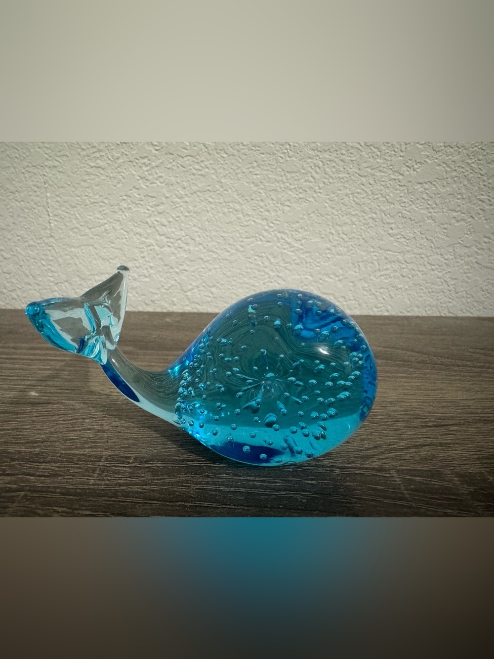 Hand-Blown Blue Glass Art Whale- Decorative Home Accent